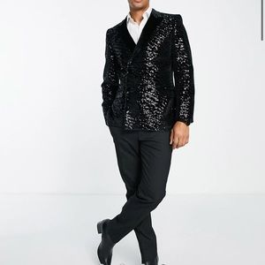 ASOS DESIGN super skinny velvet sequin suit jacket